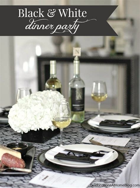This black & white dinner party table starts with a plaid taffeta tablecloth for an unexpected twist. Black & White Dinner Party - Celebrations at Home
