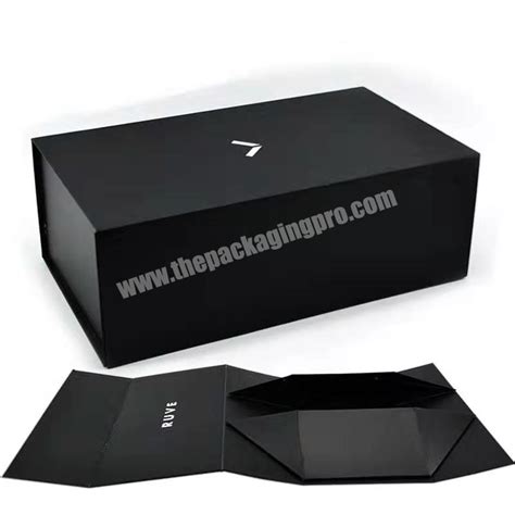 Luxury Packing Box With Custom Magnetic Closure Cardboard Black Folding