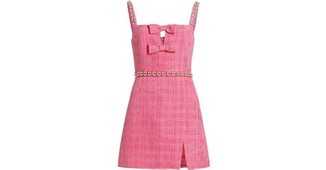 Self Portrait Beaded Bouclé Knit Minidress In Pink Lyst