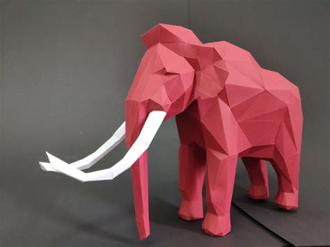 Papercraft Mammoth Pdf Template Diy Paper Low Poly Mammoth Etsy
