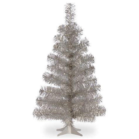 National Tree Company 3 Ft Silver Tinsel Artificial Christmas Tree