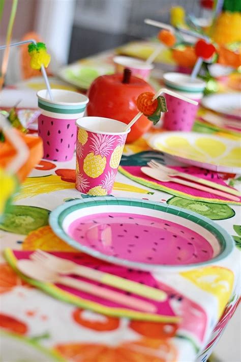 Place Setting From A Colorful Tutti Frutti Birthday Party On Karas