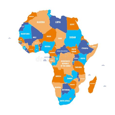 Multicolored Political Map Of Africa Continent With National Borders
