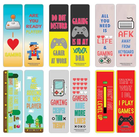 Creanoso Fun Gamer Bookmarks For Gamers Awesome And Cool Book Mark C
