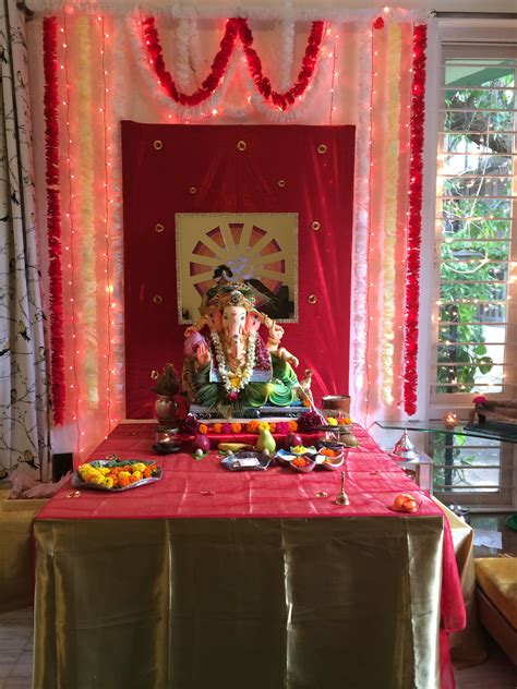 Ganpati decoration | Ganapati decoration, Ganpati decoration at home, Ganesh chaturthi decoration