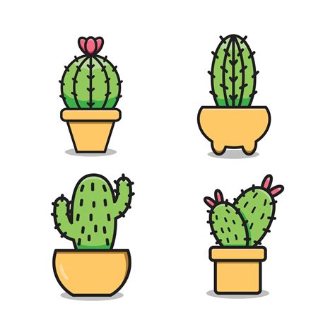 Set Of Cactus Cartoon Vector Illustration 5466790 Vector Art At Vecteezy