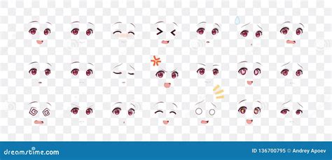 Emotions Eyes Of Anime Manga Girls Stock Vector Illustration Of Happy