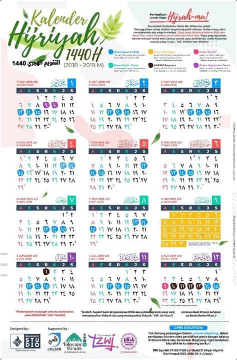 Berapa hari puasa bulan rojab ? Kalender Hijriyah 1440 + Kalender puasa | Kalender ...