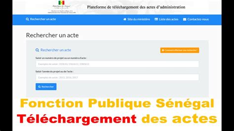 Fonction Publique Sénégal Téléchargement Des Actes Youtube