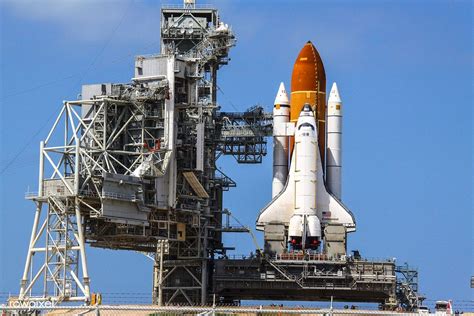 Space Shuttle Endeavour Glistens In The Sun On Launch Pad 39a At Nasas