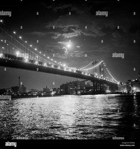 Moonlight Over The Hudson River New York City Usa Stock Photo Alamy