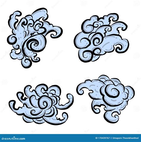 Traditional Japanese Clouds Vector For Tattoo Or Embroiderychinese