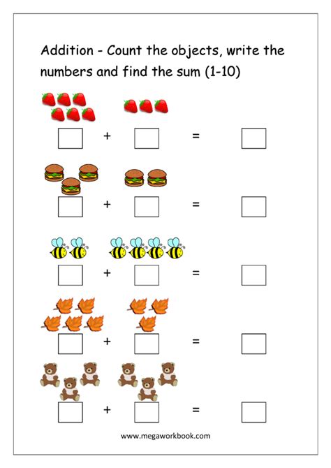 Counting Addition Worksheets Basic Math Worksheets Kindergarten Math