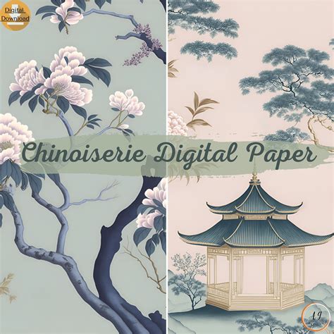 8 Colourful Chinoiserie Paper Chinoiserie Art Chinoiserie Etsy