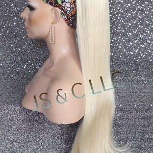 Bleached Blonde Human Hair Blend PONYTAIL Hair Piece Drawstring Extra