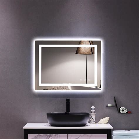 Ktaxon Home Led Lighted Rectangle Bathroom Mirrormodern Wall Mirror With Dimmable Lightswall