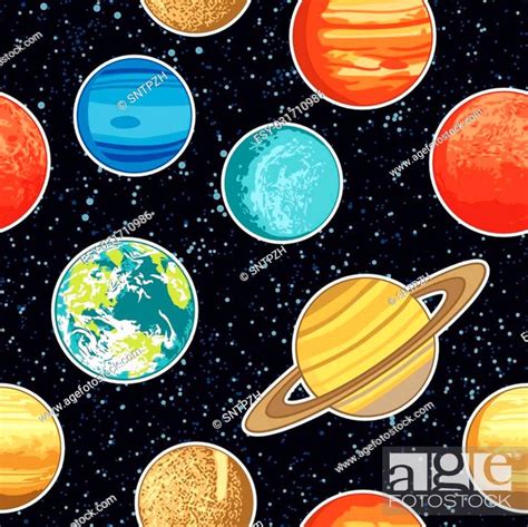 Seamless Pattern Wth Solar System Planets Stock Vector Vector And Low