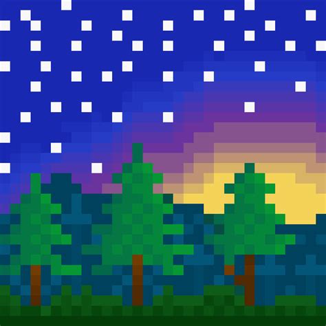 In The Stars Pixel Art 200x200 Px Pixel Art Landscape Cool Pixel Art Images