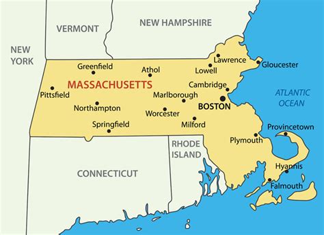 Map Of Massachusetts Guide Of The World