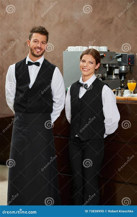 Waiter And Waitress In Uniform Stock Photo Image Of Team Coffee