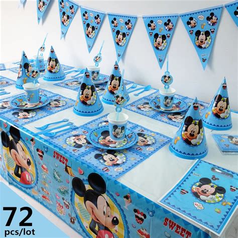 72pcs Luxury Disney Mickey Mouse Theme Baby Shower Kids Birthday Party