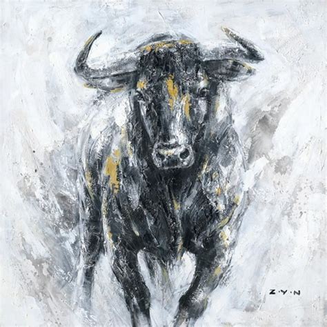 Tableau Taureau 72373 Peinture Danimal Art Taureau Art De Vache