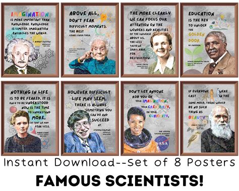 Famous Scientists Posters Set Of 8 Printable Science Etsy In 2022