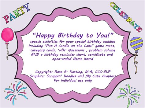 Do you like your birthday present? "Put a Candle on the Cake" A speechie game and birthday treat for a special day! | Cooking Up ...
