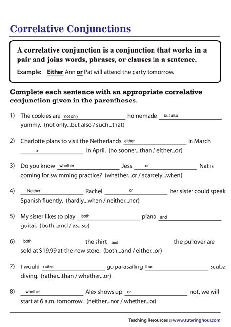 Correlative Conjunctions Correlative Conjunctions Complete Each Sentence With An Studocu