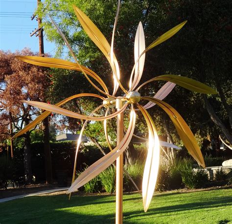 Copper Outdoor Windmills Large Kinetic Wind Sculpture Dual Side Wind