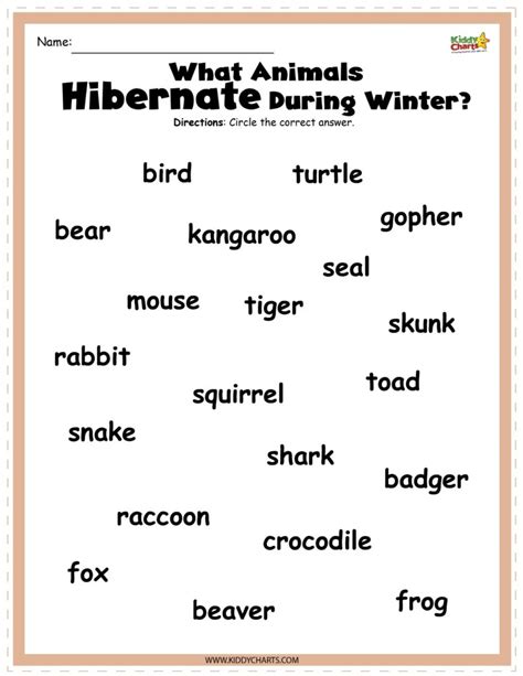 Hibernating Animals Worksheet Printable Word Searches