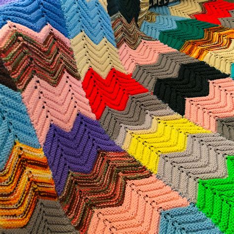 Multicolor Knitted Blanket Afghan Throw Vintage Etsy Knitted