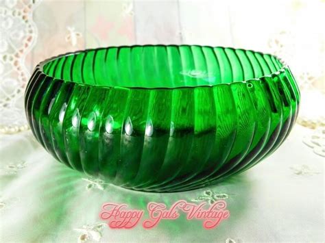 green glass bowl vintage emerald green glass bowl with ribbed etsy green glass bowls glass