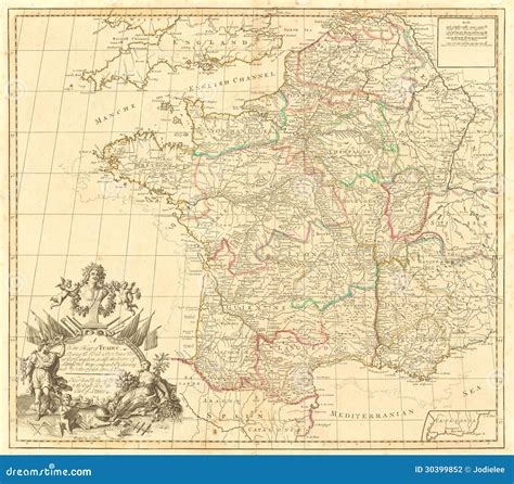 Antique Map Of France Stock Photo Image Of Background 30399852