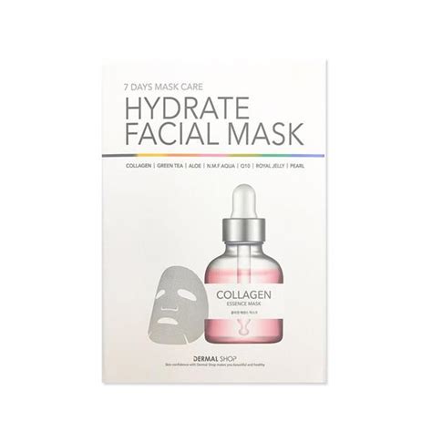 dermal shop 7 days facial care hydrate facial mask 1 box of 7 sheets masksheets