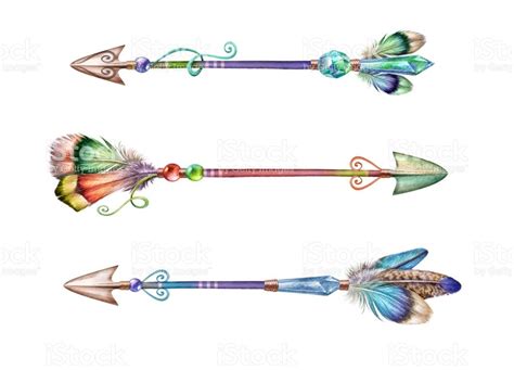 Watercolor Illustration Boho Feather Arrows Spring Easter Clip Art