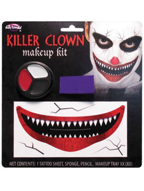 Killer Clown Teeth Creepy Tattoo Smile Scary Fancy Dress