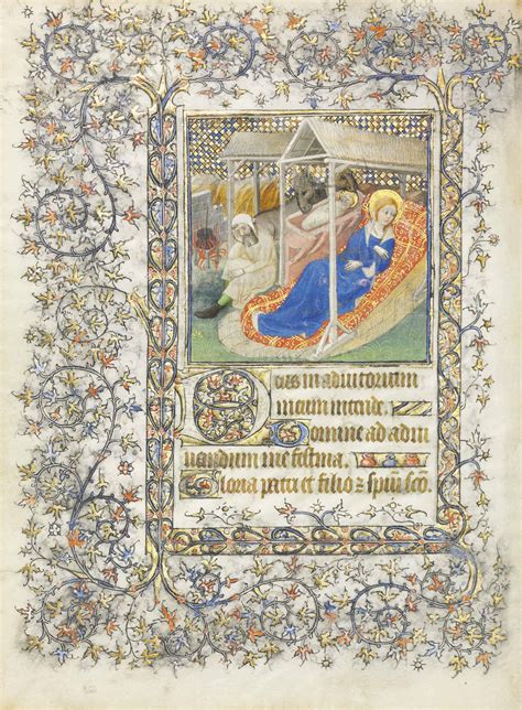 The Nativity Miniature From A Book Of Hours In Latin Illuminated