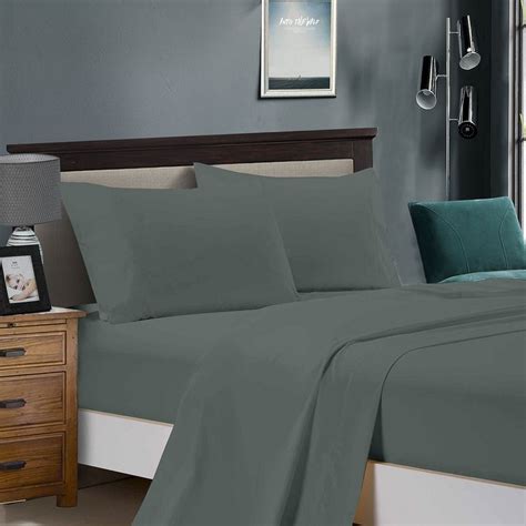 1000tc Ultra Soft Flat And Fitted Sheet Set King Size Bed Charcoal