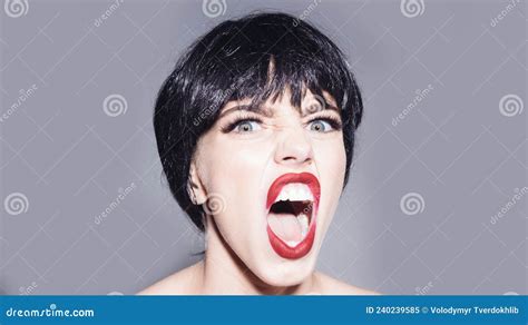 Young Woman Screaming And Shouting Shout And Scream Mouth Stock Image