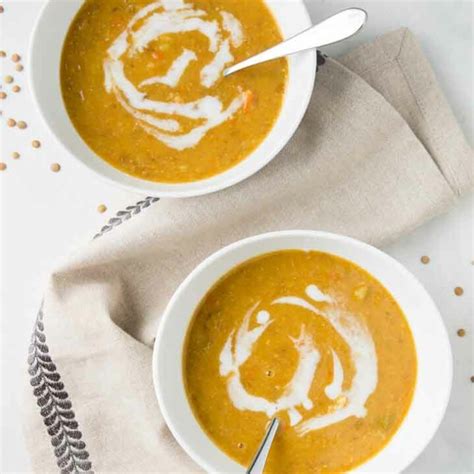Vegan Curried Cauliflower Soup With Lentils Instant Pot Vegetarian
