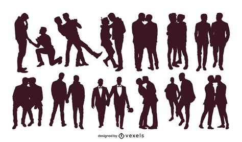 Gay Couples Silhouette Collection Vector Download