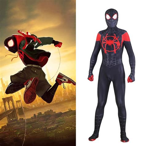 Spiderman Into The Spiderverse Miles Morales Cosplay Costume Zentai 3d