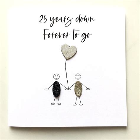 25 Years Down 25th Anniversary Card Silver Wedding Anniversary Him Her