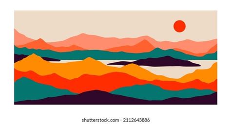Landscape Minimalist Wallpaper Abstract Nature Art Stock Vector