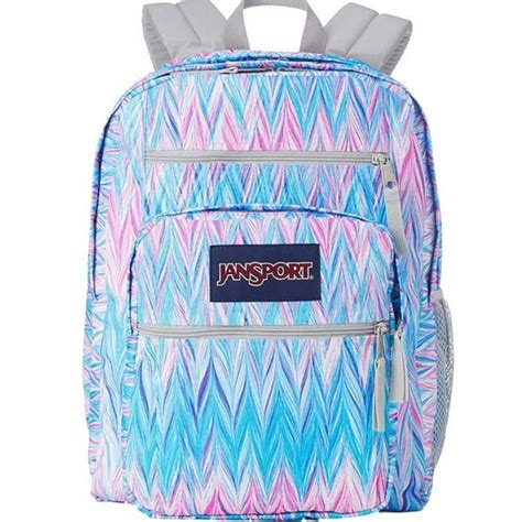 Jansport Jansport 17 Big Student Backpack Blue And Pink Chevron