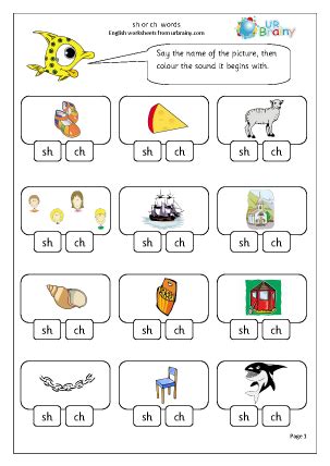 They practice reading the words and matching them to the words you hear. sh or ch Words - Letters and Sounds by URBrainy.com