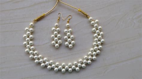 How To Make Pearl Beaded Necklace Diy Jewellery Making At Home