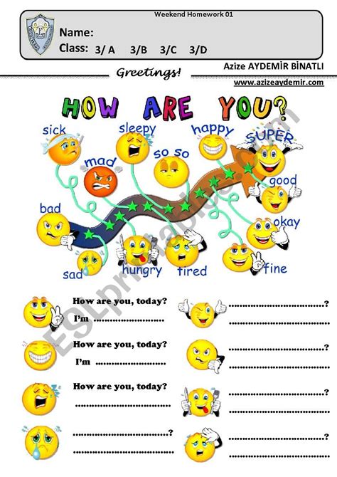 How Are You Esl Worksheet By Azizeayd