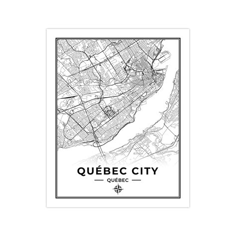 Quebec City Map Print Map Of Quebec City Quebec Black And Etsy